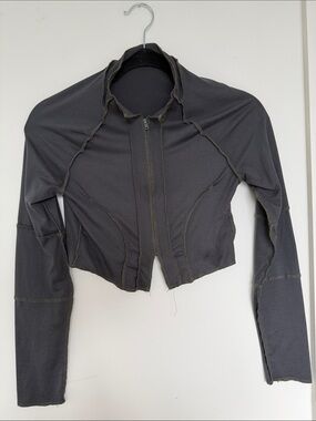3/$45 Charcoal Cropped Zip-Up Jacket